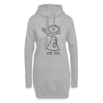 Chemises pour femmes et filles - Sweat-shirt à capuche long Femme - gris chiné - Devant