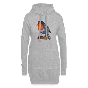 Illustration du merle sur textile - Sweat-shirt à capuche long Femme - gris chiné - Devant