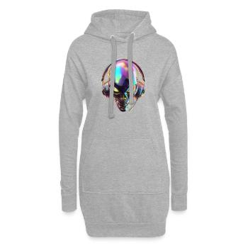 Chromatischer Alien-Kopf mit Kopfhörern - Hoodie-Kleid - Grau meliert - Vorne