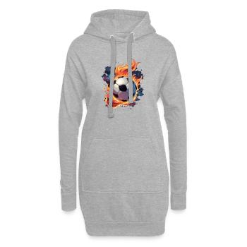 Ballon de football volant avec des flammes. - Sweat-shirt à capuche long Femme - gris chiné - Devant