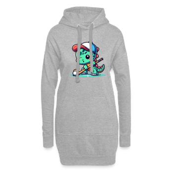 Dinosaure Joueur de hockey sur gazon Dino Équipe - Sweat-shirt à capuche long Femme - gris chiné - Devant