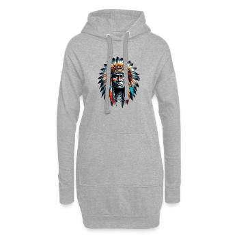 Amérindien Américain - Sweat-shirt à capuche long Femme - gris chiné - Devant