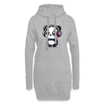 niedliches Panda Kopfhörer Motiv - Hoodie-Kleid - Grau meliert - Vorne