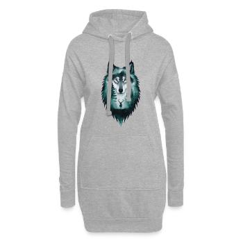 Silhouette de loup cerf Woodland cadeau - Sweat-shirt à capuche long Femme - gris chiné - Devant