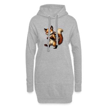 Schulstart mit Spaß: Fuchs für Schulanfänger - Hoodie-Kleid - Grau meliert - Vorne