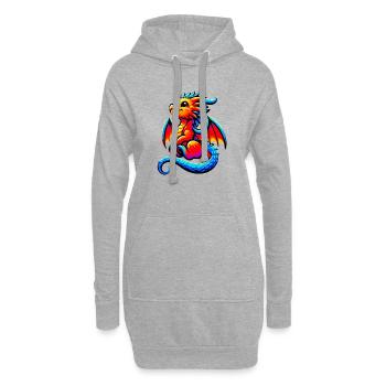 Drache - Hoodie-Kleid - Grau meliert - Vorne