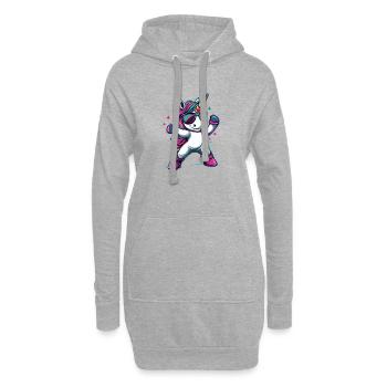 Cooles dabbendes Einhorn mit Sonnenbrille - Hoodie-Kleid - Grau meliert - Vorne