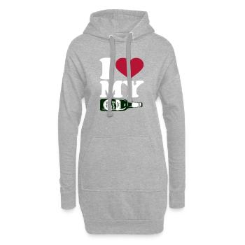 Ich liebe mein Bier - Hoodie-Kleid - Grau meliert - Vorne