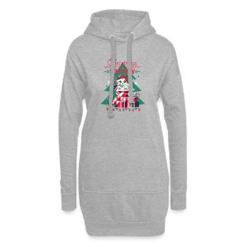Chat espiègle en bas - Style de Noël laid - Sweat-shirt à capuche long Femme - gris chiné - Devant