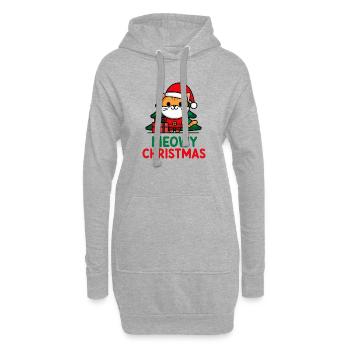 Festliche Katze Santa Illustration - Hoodie-Kleid - Grau meliert - Vorne