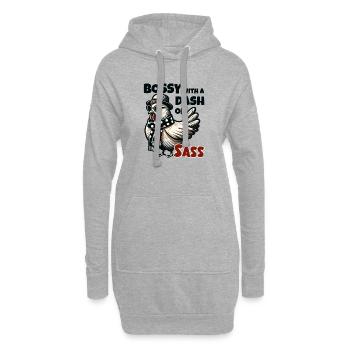 Autoritaire avec une pincée de charme – Cool hen - Sweat-shirt à capuche long Femme - gris chiné - Devant
