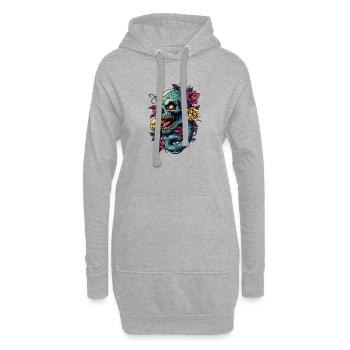 Skull and Snake - Hoodie-Kleid - Grau meliert - Vorne