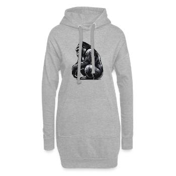 Gorille - Sweat-shirt à capuche long Femme - gris chiné - Devant