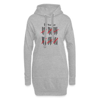 Abstraktes schwarzes und rotes Balkenmuster - Hoodie-Kleid - Grau meliert - Vorne