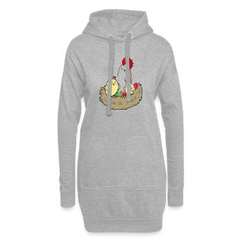 Poussins de Pâques heureuses dans le nid - Sweat-shirt à capuche long Femme - gris chiné - Devant