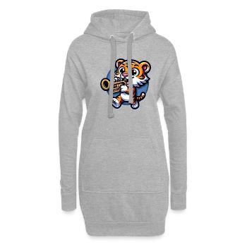 Tigre mignon avec trompette - Sweat-shirt à capuche long Femme - gris chiné - Devant