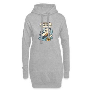 Panda relaxant avec boisson et pizza - Sweat-shirt à capuche long Femme - gris chiné - Devant