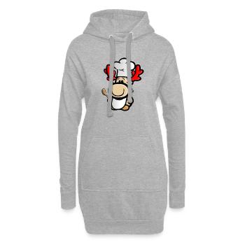 Renne Elmondo en cuisinier avec un tablier de chef - Sweat-shirt à capuche long Femme - gris chiné - Devant