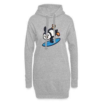 Cooler Pinguin Surfer Sommer Pool Strand Outfit - Hoodie-Kleid - Grau meliert - Vorne