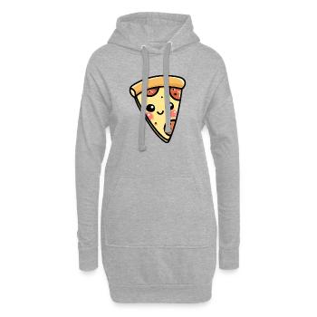 Illustration de tranche de pizza kawaii - Sweat-shirt à capuche long Femme - gris chiné - Devant