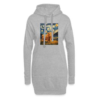 Highland Cow - Hoodie-Kleid - Grau meliert - Vorne