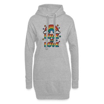 Arc-en-ciel coloré avec message d’amour - Sweat-shirt à capuche long Femme - gris chiné - Devant