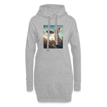 Hase Selfie mit UFO - Hoodie-Kleid - Grau meliert - Vorne