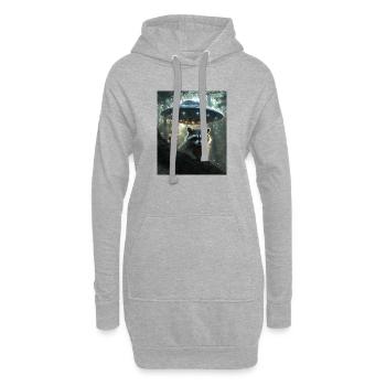 Waschbär Selfie mit UFO - Hoodie-Kleid - Grau meliert - Vorne