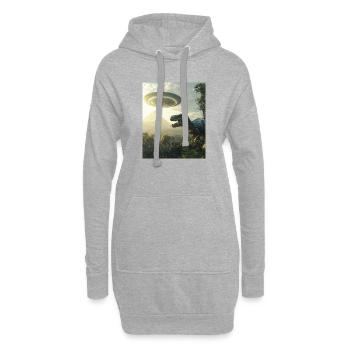 T-Rex Selfie mit UFO - Hoodie-Kleid - Grau meliert - Vorne
