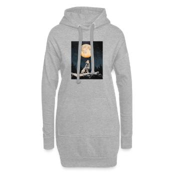 Wolf heult nach Mond - Hoodie-Kleid - Grau meliert - Vorne