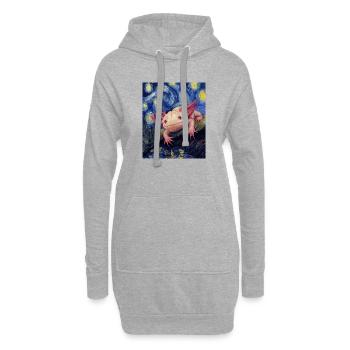 Axolotl Van Gogh Style Nuit étoilée - Sweat-shirt à capuche long Femme - gris chiné - Devant