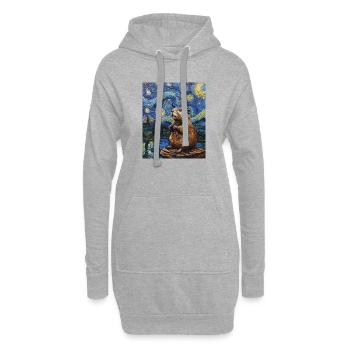 Bieber dans le style de Van Gogh, La Nuit étoilée - Sweat-shirt à capuche long Femme - gris chiné - Devant