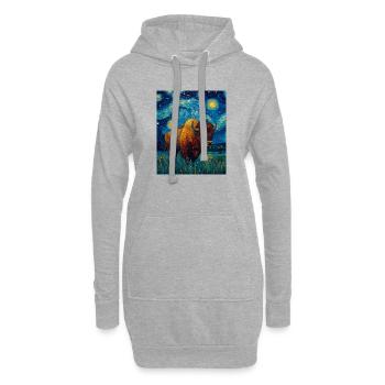 Bison Van Gogh Style Starry Night - Hoodie Dress - heather grey - Front