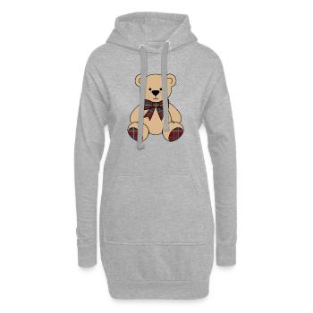 Peluche de Noël – Carreaux rouges et verts avec nœud - Sweat-shirt à capuche long Femme - gris chiné - Devant