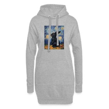 Bunny Van Gogh Style Starry Night - Hoodie Dress - heather grey - Front