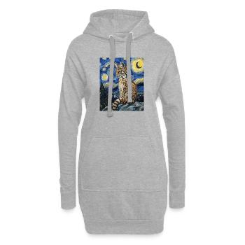 Lynx Van Gogh Style Starry - Hoodie Dress - heather grey - Front