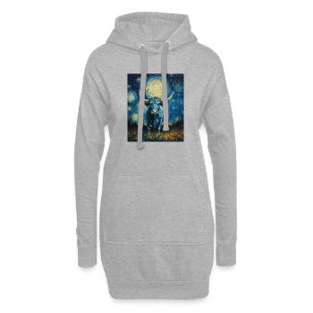 Vache Vaches Taureau Style Van Gogh Étoilé - Sweat-shirt à capuche long Femme - gris chiné - Devant