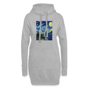 Brachiosaure Dino Style Van Gogh Étoilé - Sweat-shirt à capuche long Femme - gris chiné - Devant