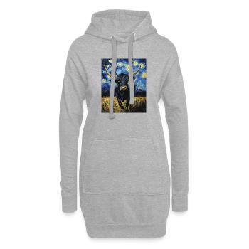 Vache Vaches Taureau Style Van Gogh Étoilé - Sweat-shirt à capuche long Femme - gris chiné - Devant