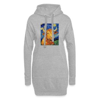 Vache Vaches Taureau Style Van Gogh Étoilé - Sweat-shirt à capuche long Femme - gris chiné - Devant