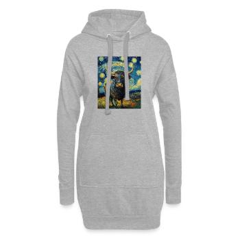 Vache Vaches Taureau Style Van Gogh Étoilé - Sweat-shirt à capuche long Femme - gris chiné - Devant
