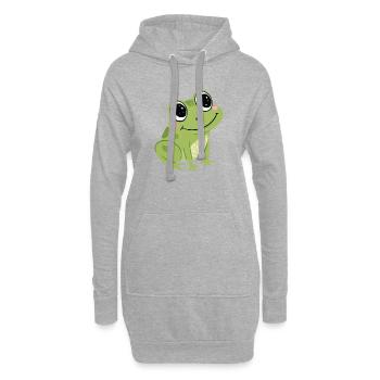 Grenouille Verte Mignonne Pastel - Sweat-shirt à capuche long Femme - gris chiné - Devant