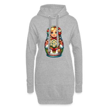  Matroschka auf russisch Matryoshka Doll Russian - Hoodie-Kleid - Grau meliert - Vorne