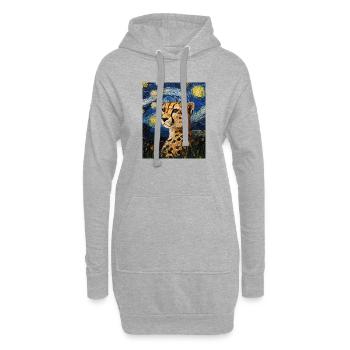 Guépard Léopard Style Van Gogh Étoilé - Sweat-shirt à capuche long Femme - gris chiné - Devant