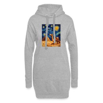 Camel style Van Gogh étoilé - Sweat-shirt à capuche long Femme - gris chiné - Devant