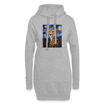 Guépard Léopard Style Van Gogh Étoilé - Sweat-shirt à capuche long Femme - gris chiné - Devant