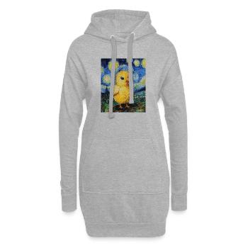 Poussin Poulet Coq Style Van Gogh Étoilé - Sweat-shirt à capuche long Femme - gris chiné - Devant
