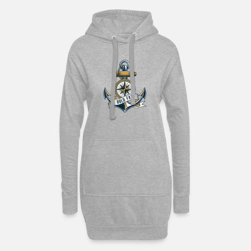 Anker - Hold Fast - Hoodie-Kleid - Grau meliert