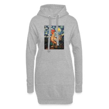 Poulet Coq Poulets Style Van Gogh Étoilé - Sweat-shirt à capuche long Femme - gris chiné - Devant