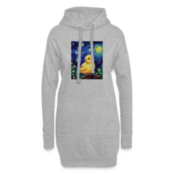 Poussin Poulet Coq Style Van Gogh Étoilé - Sweat-shirt à capuche long Femme - gris chiné - Devant
